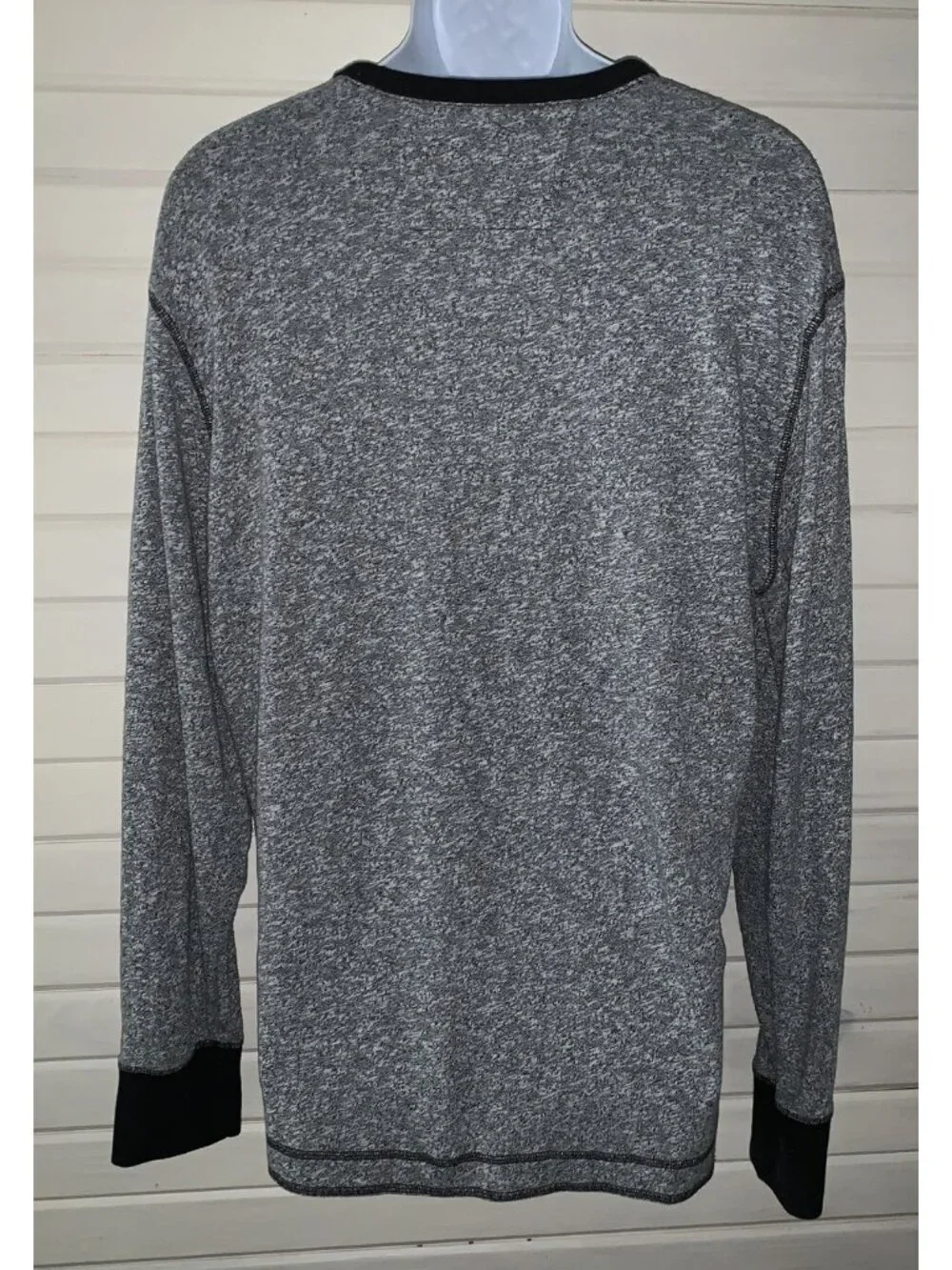 Banana Republic Sz XL Gray Sweater Mens Pullover Black Trim Cotton Blend EUC